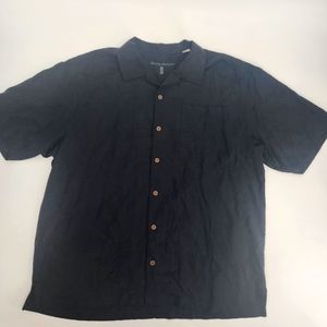 Tommy Bahama Palm Print Embroidered Short Sleeve Black Shirt Size XL